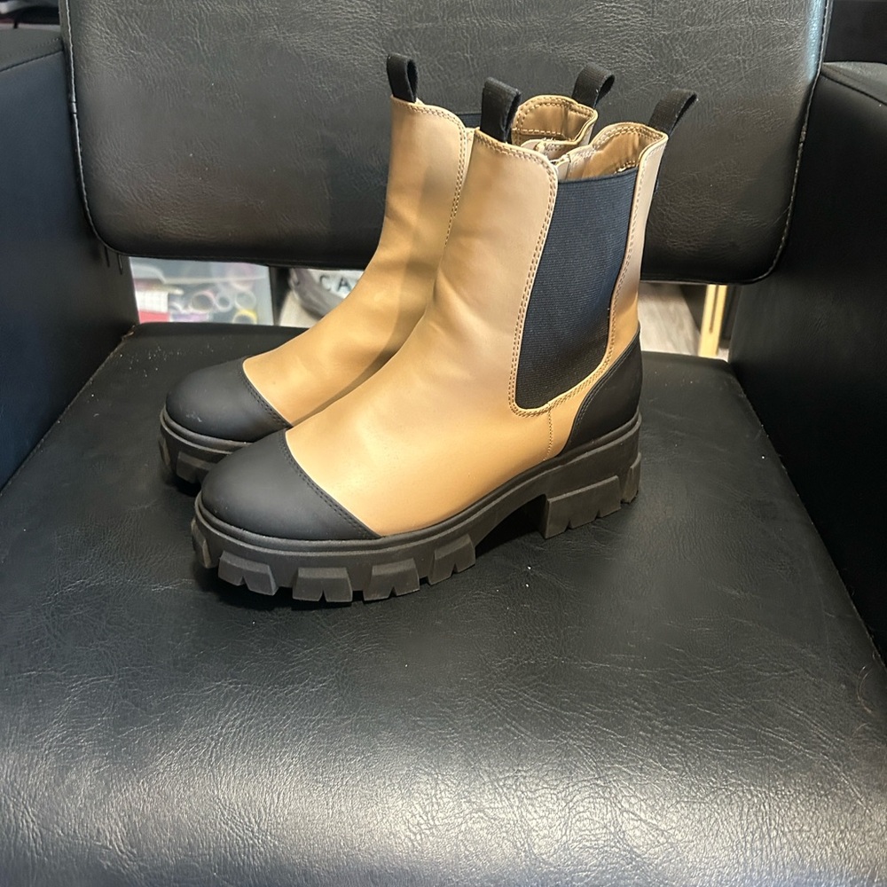 Target Tan and Black Chunky Ankle Boots